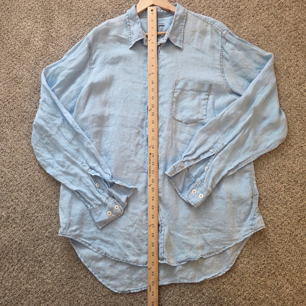 Martin Gordon Mens 100% Linen Long Sleeve Button Down Shirt Blue XL RN128599 - Picture 4 of 7